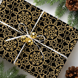 Elegantes Weihnachtsfest Snowflake Imitats Gold Geschenkpapier