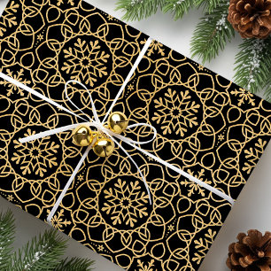 Elegantes Weihnachtsfest Snowflake Imitats Gold Geschenkpapier