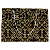 Elegantes Weihnachtsfest Snowflake Imitats Gold Große Geschenktüte (Rückseite)