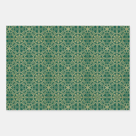 Elegantes Weihnachtsfest Snowflake Imitats Gold Ro Geschenkpapier Set (Vorderseite 2)