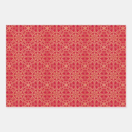 Elegantes Weihnachtsfest Snowflake Imitats Gold Ro Geschenkpapier Set (Vorderseite)