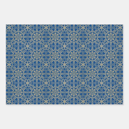 Elegantes Weihnachtsfest Snowflake Imitats Gold Ro Geschenkpapier Set (Vorderseite 3)