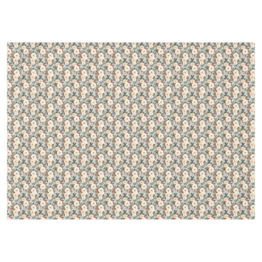 Elegantes Weihnachtsfest Weißer Rosen & Roter Wint Tischdecke (Vorderseite (Horizontal))