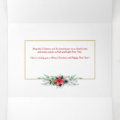 Elegantes Weihnachtsfloral mit Kalligrafie-Foto Dreifach Gefaltete Urlaubskarte (Innenseite Mitte)
