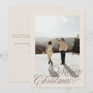 Elegantes Weihnachtsfoto in Creme-Schrift Feiertagskarte