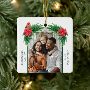 Elegantes Weihnachtsfoto Keramikornament