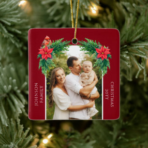 Elegantes Weihnachtsfoto Keramikornament