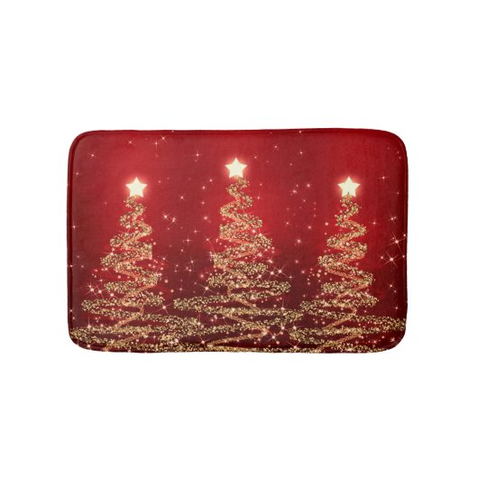 Elegantes Weihnachtsfunkelnde Bäume rot Badematte (Vorderseite)