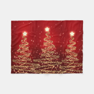 Elegantes Weihnachtsfunkelnde Bäume rot Fleecedecke