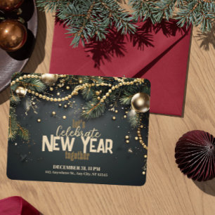 Elegantes Weihnachtsgarland Luxuriöses Neues Jahr Einladung