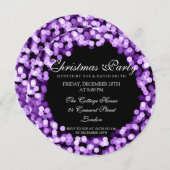 Elegantes Weihnachtsgebäck Lila Funkelnd Lights Einladung (Vorne/Hinten)