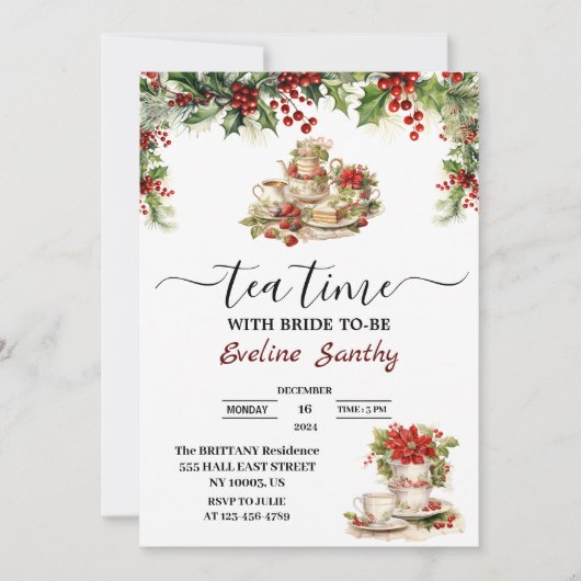 Elegantes Weihnachtsgebäck Party Blumenkohl Brautp Einladung (Vorderseite)