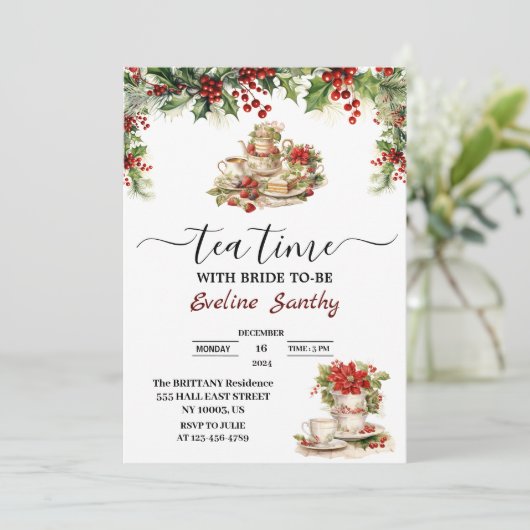 Elegantes Weihnachtsgebäck Party Blumenkohl Brautp Einladung (Stehend Vorderseite)