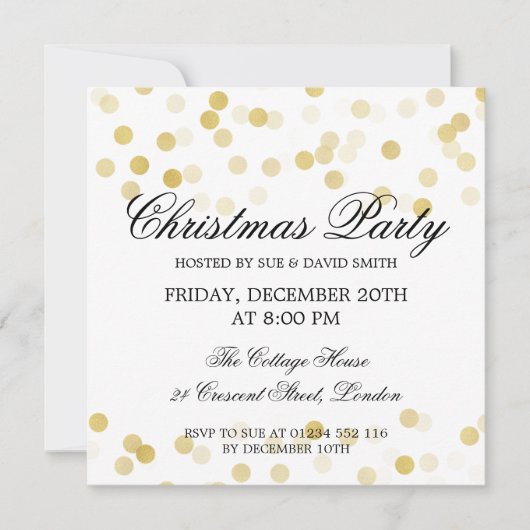 Elegantes Weihnachtsgebäck Party Gold Foil Glitzer Einladung (Vorderseite)