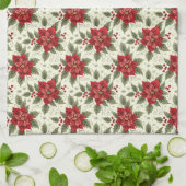 Elegantes Weihnachtsgebäck Party Poinsettia Küchen Geschirrtuch (Gefaltet)