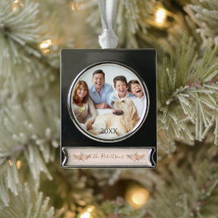 Elegantes Weihnachtsgebäck Wasserfarbenfroh Blush  Banner-Ornament Silber