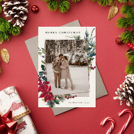 Elegantes Weihnachtsgebirge Botanisches Flora Feiertagskarte