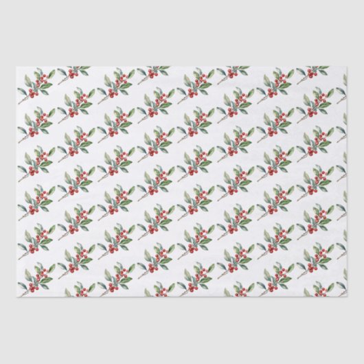 Elegantes Weihnachtsgebirge Botanisches Rotes Grün Seidenpapier (Vorderseite)