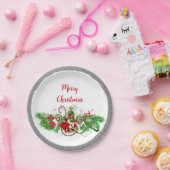 Elegantes Weihnachtsgebirge Party Grün mit Glitzer Pappteller (Party)