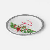 Elegantes Weihnachtsgebirge Party Grün mit Glitzer Pappteller (Schrägansicht)