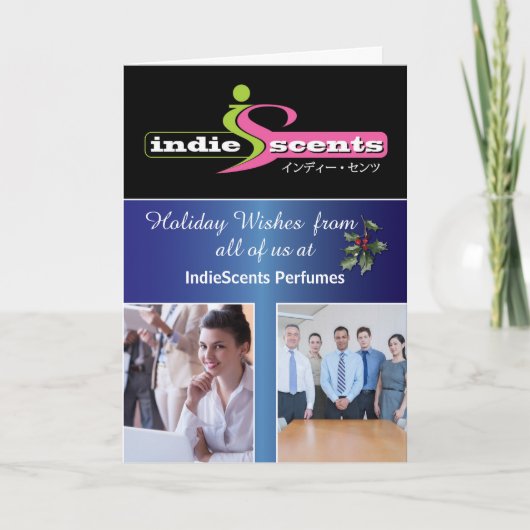 Elegantes Weihnachtsgeschäft 3 Foto Name und Logo Karte (Vorderseite)