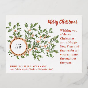 Elegantes Weihnachtsgeschäft Firmenlogo  Folien Feiertagspostkarte