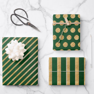 Elegantes Weihnachtsgeschenk für Smaragdgrün golde Geschenkpapier Set