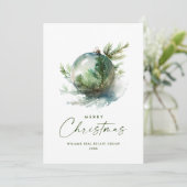 Elegantes Weihnachtsgeschenk Grüne Zierfirma Feiertagskarte (Stehend Vorderseite)