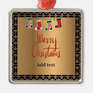 Elegantes Weihnachtsgeschenk in Gold und Schwarz Ornament Aus Metall