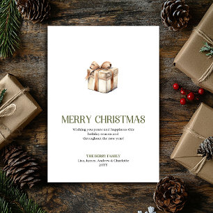 Elegantes Weihnachtsgeschenk in Salbei-Gold Minima Feiertagskarte