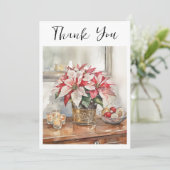 Elegantes Weihnachtsgeschenk mit Weihnachtsstern Dankeskarte (Stehend Vorderseite)