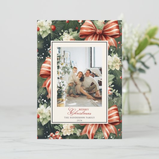 Elegantes Weihnachtsgeschenk Personalisiert Feiertagskarte (Stehend Vorderseite)