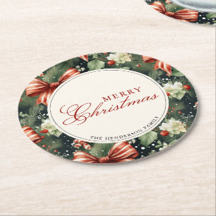 Elegantes Weihnachtsgeschenk Personalisiert Runder Pappuntersetzer