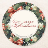 Elegantes Weihnachtsgeschenk Personalisiert Runder Pappuntersetzer (Vorderseite)