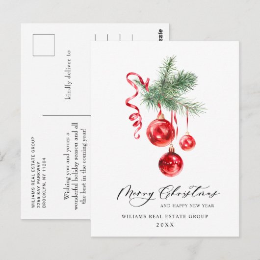 Elegantes Weihnachtsgeschenk Postkarte (Vorne/Hinten)