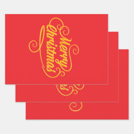 Elegantes Weihnachtsgeschenkpapier - Rot und G Geschenkpapier Set