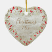 Elegantes Weihnachtsgeschichten Jahr Herz Keramik Ornament (Vorne)