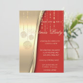 Elegantes Weihnachtsgeschosse, Rot, Gold Corporate Einladung (Stehend Vorderseite)