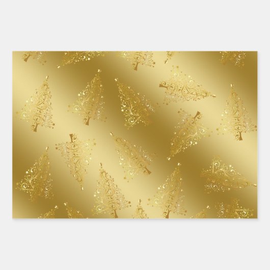 Elegantes Weihnachtsgold Geschenkpapier Set (Vorderseite)