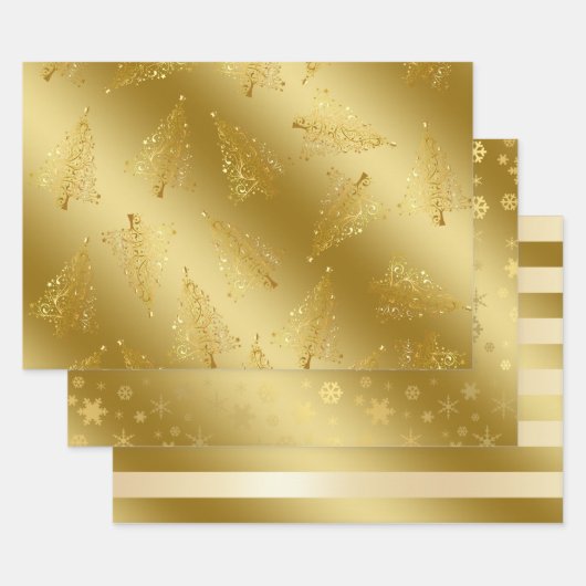 Elegantes Weihnachtsgold Geschenkpapier Set (Set)