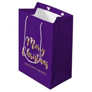 Elegantes Weihnachtsgold lila Mittlere Geschenktüte