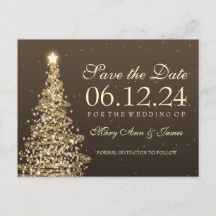 Elegantes Weihnachtsgold Save the Date Ankündigungspostkarte