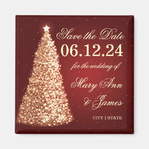 Elegantes Weihnachtsgold Save the Date Magnet