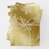 Elegantes Weihnachtsgold und weißes Muster Geschenkpapier Set (Beispiel)