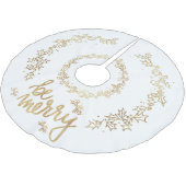 Elegantes Weihnachtsgold - weiß - Sei froh Polyester Weihnachtsbaumdecke (Schrägansicht)