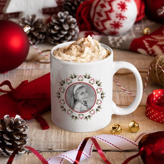 Elegantes Weihnachtsgrün Custom Foto Kaffeetasse