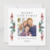 Elegantes Weihnachtsgrün Foto Feiertagskarte (Vorderseite)