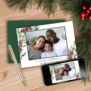 Elegantes Weihnachtsgrün Foto Feiertagskarte