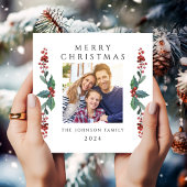 Elegantes Weihnachtsgrün Foto Feiertagskarte