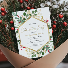 Elegantes Weihnachtsgrün, rotes Gold Einladung